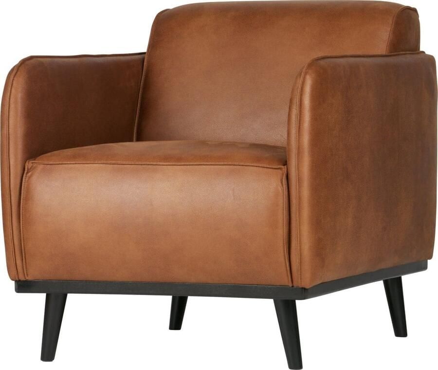 BePureHome | Statement fauteuil met arm lederlook cognac | Zitmeubels woonkamer | Fauteuil