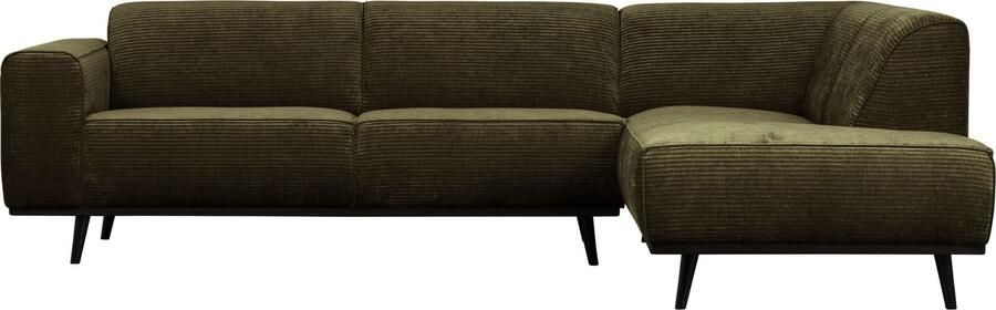 BePureHome | Statement Hoekbank Rechts Rib Warm Groen | Zitmeubels woonkamer | HoekbankModulaire banken