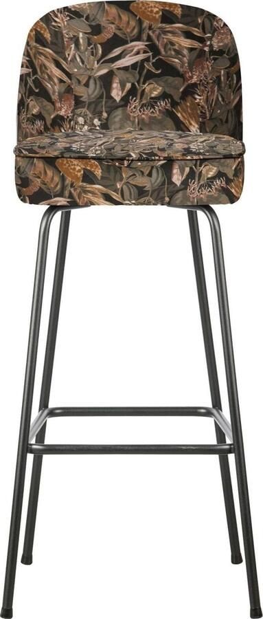 BePureHome | Vogue Barstoel 80cm Fluweel Bouquet Zwart | Zitmeubels eetkamer | Barstoel