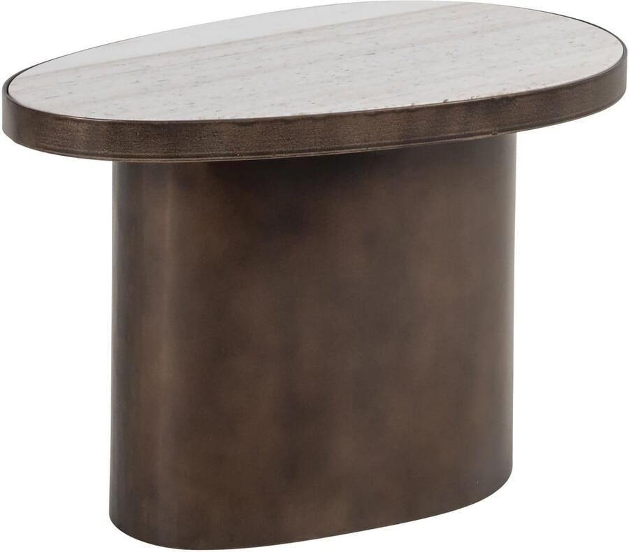 Richmond Interiors Richmond Organische Bijzettafel Biloxi Marmer en MDF 70 x 43cm Bruin