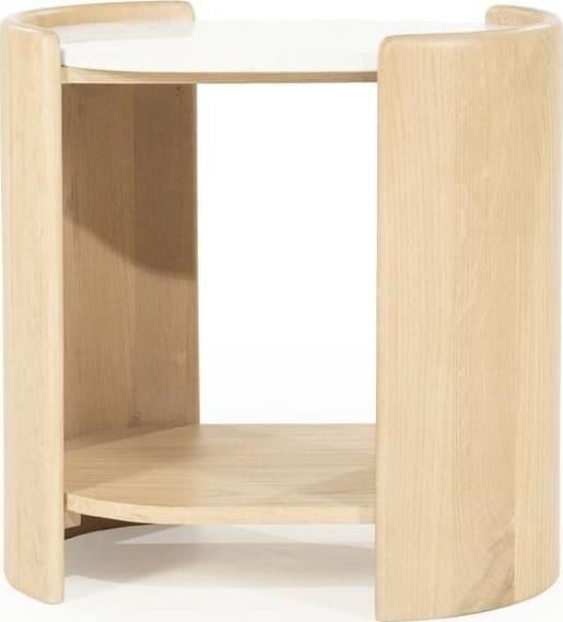 Eleonora Ovale Bijzettafel Don Marmer en eikenhout 50 x 35cm Naturel Ovaal