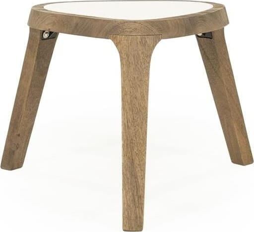 Eleonora Organische Bijzettafel Fred Marmer en mangohout 38 x 45cm Bruin