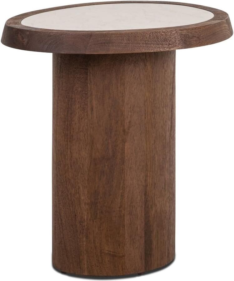 Richmond Interiors Richmond Organische Bijzettafel Melrose Marmer en mangohout 39 x 50cm Bruin