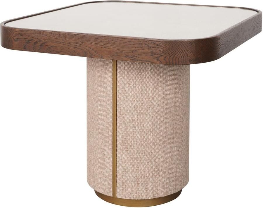 Richmond Interiors Richmond Bijzettafel Willox Linnen en eiken 55 x 55cm Bruin Vierkant