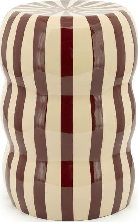 By-Boo Bijzettafel Candice 28cm Beige Burgundy Rond