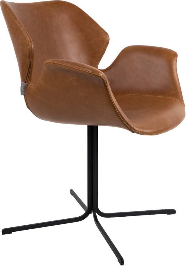 Zuiver Nikki Eetkamerstoelen met armleuning Bruin Set van 2 - Foto 4