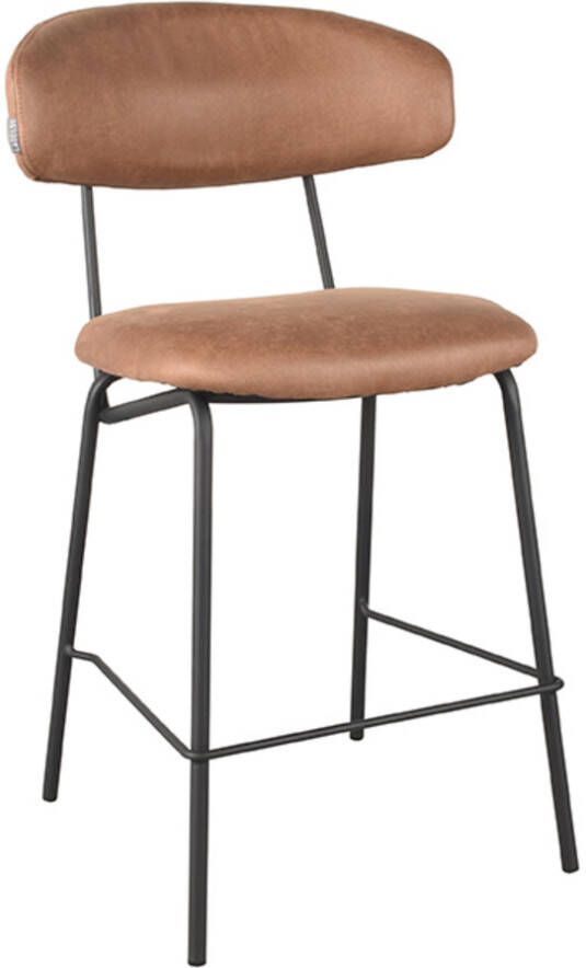 LABEL51 Barkruk Zack Cognac Micro Suede Zithoogte 65