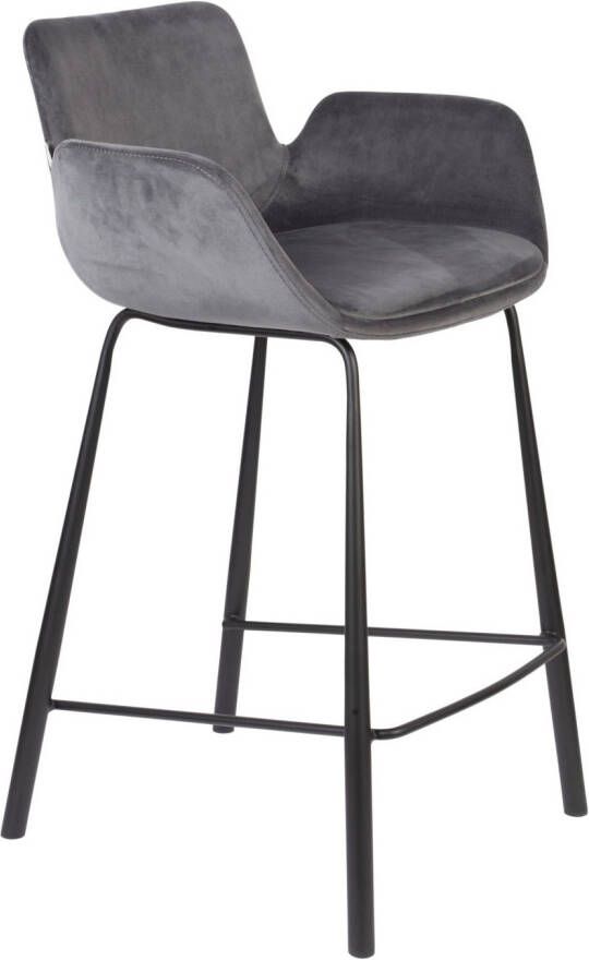 Zuiver Brit Counter Barkruk Grijs Velvet Set van 2