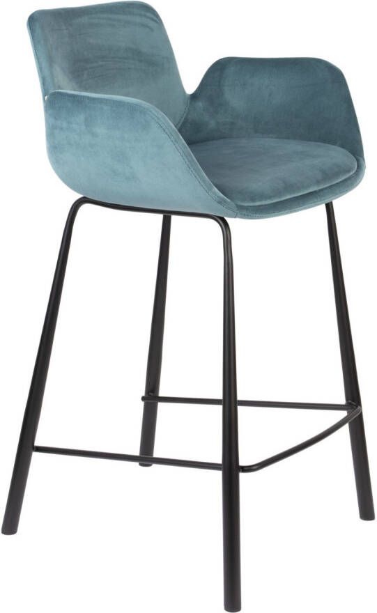 Zuiver Brit Counter Barkruk Petrol Velvet Set van 2