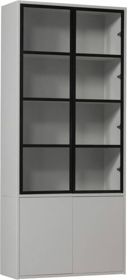 Basic 4-drs Vitrinekast Grenen Mist