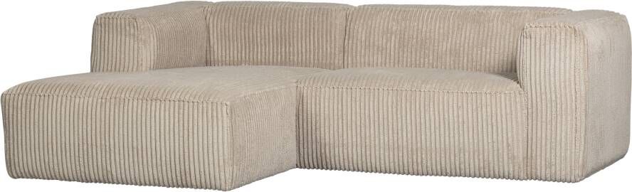 Woood Bean Chaise Longue Links Ribstof Travertin 73x254x178