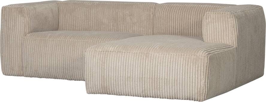 Woood Bean Chaise Longue Rechts Ribstof Travertin 73x254x178