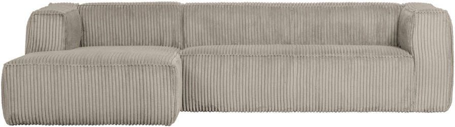 WOOOD | Bean Hoekbank Links Grove Ribstof Naturel | Zitmeubels woonkamer | HoekbankModulaire banken
