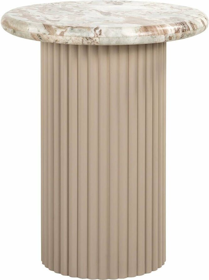 Richmond Interiors Richmond Ronde Bijzettafel Coronel Marmer 50cm Beige