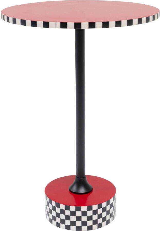 Kare Design Kare Bijzettafel Domero Checkers Red Ø40cm