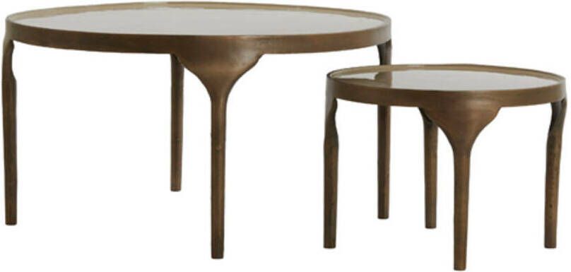 Light & Living Salontafel Lapaz Set van 2 stuks Antiek Brons Taupe Rond