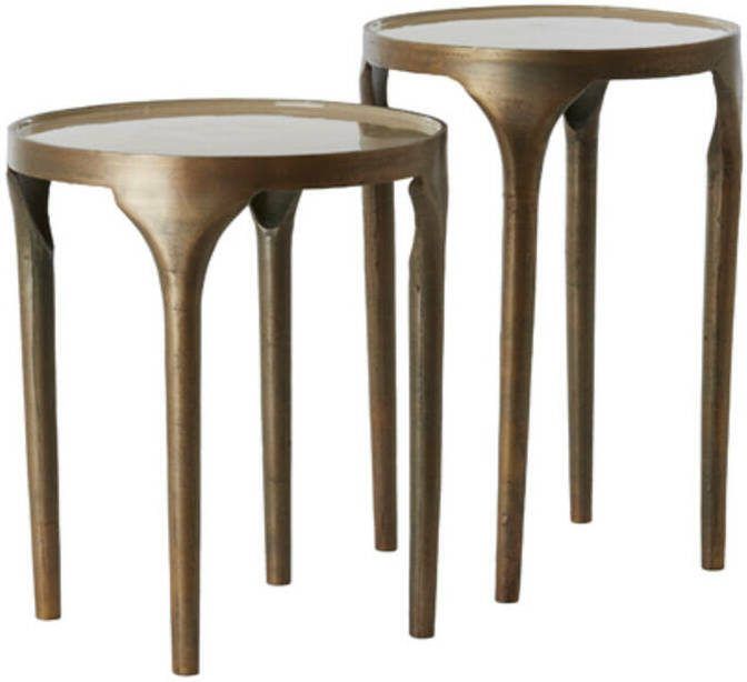 Light & Living Bijzettafel Lapaz Set van 2 stuks Antiek Brons Taupe Rond