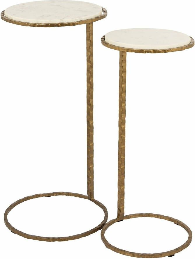 Richmond Interiors Richmond Bijzettafel Scofield Marmer Set van 2 stuks Wit Rond