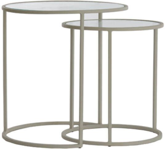 Light & Living Bijzettafel Talca Set van 2 stuks Crème Rond