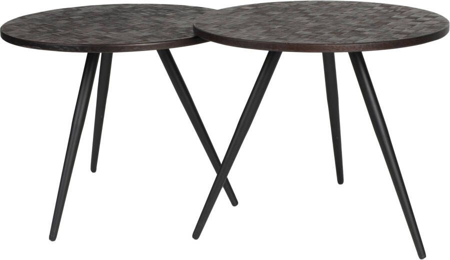 Housecraft Living Housecraft Webster Bijzettafel Rond Teak Hout Bruin Set van 2