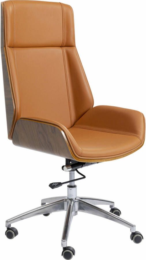 Kare Design High Bossy Bureaustoel Kunstleer Cognac Chromen