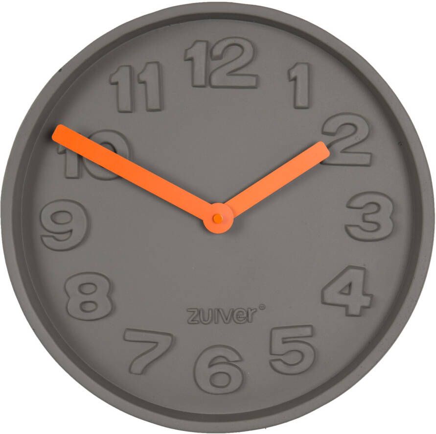 Zuiver Wandklok Concrete 32cm Grijs Oranje Rond