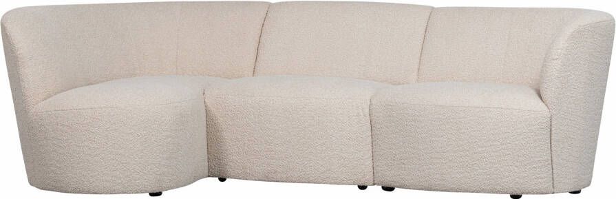 WOOOD Exclusive | Coco 3-zitsbank Ronding Links Bouclé Creme | Zitmeubels woonkamer | 3-zitsbank