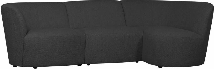 WOOOD Exclusive | Coco 3-zitsbank Ronding Rechts Bouclé Donkergrijs | Zitmeubels woonkamer | 3-zitsbank