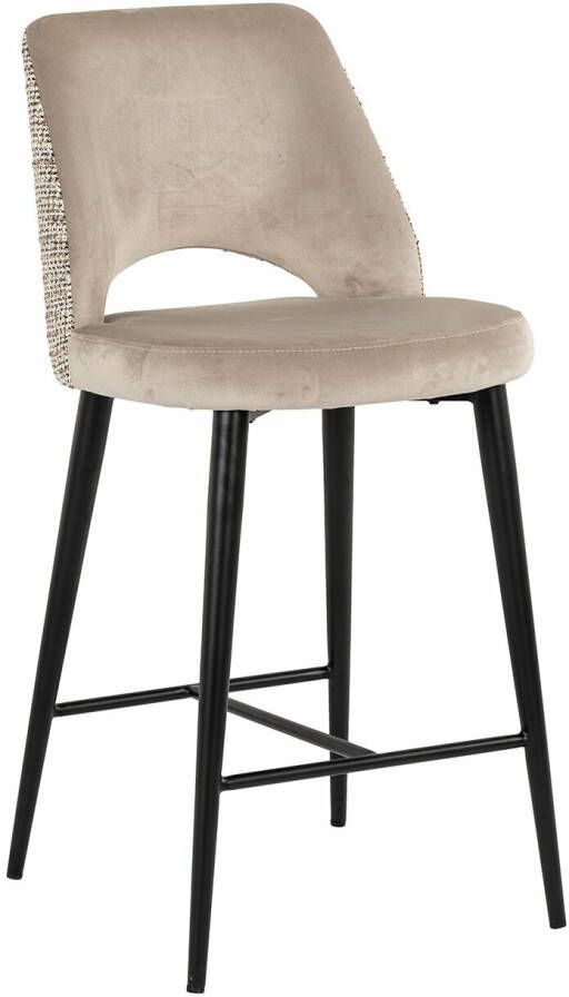 Richmond Interiors Richmond Barstoel Tabitha Velvet en stof Khaki Naturel (zithoogte 66cm)