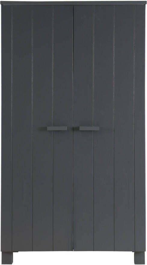 WOOOD | Dennis Kast Grenen Steel Grey Geborsteld | Slaapkamerkasten | KledingkastLinnenkast - Foto 10