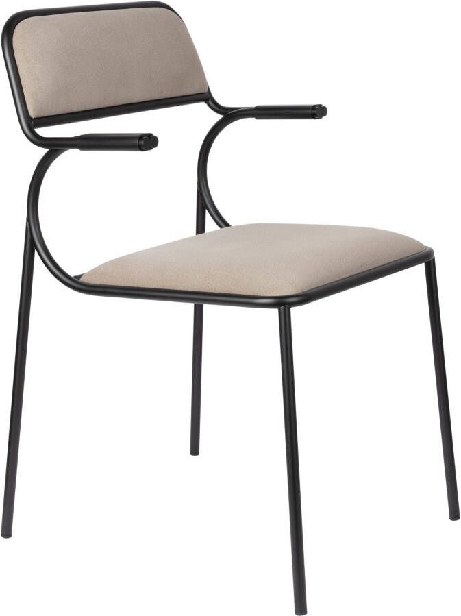 Zuiver Alba Eetkamerstoelen met armleuning Zwart|Beige Set van 2
