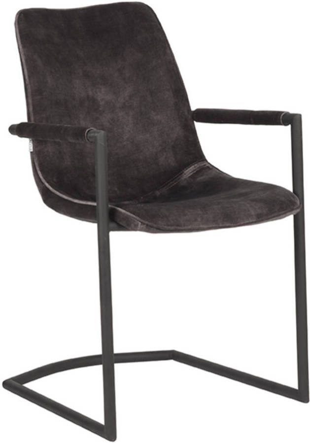 LABEL51 Eetkamerstoel Bodi Antraciet Velours Zwart Metaal