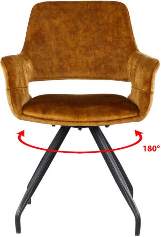 Livingfurn | Eetkamerstoel Capp Oker Velvet | Zitmeubels eetkamer | Armstoel
