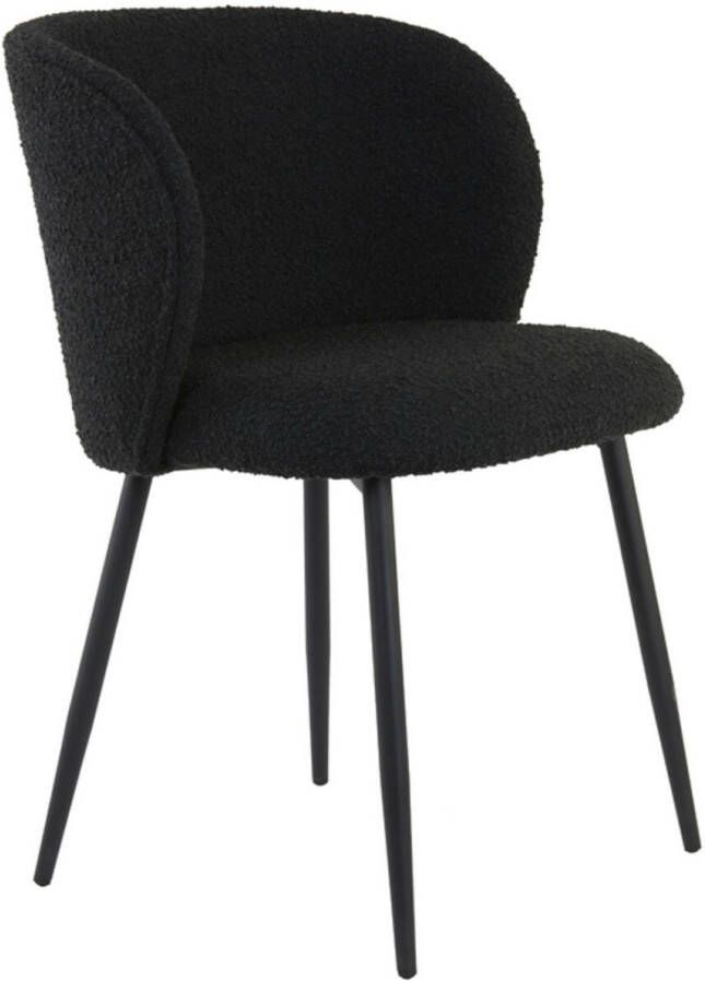 Light & Living Light&living Eetkamerstoel 56x55x79 cm ELYNA bouclé zwart-mat zwart - Foto 2