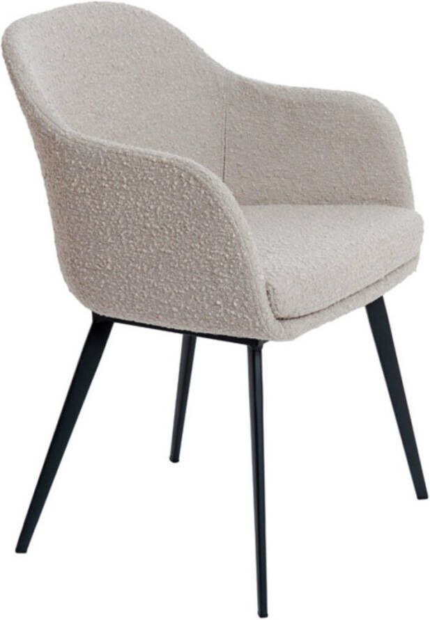 Light & Living Light&living Eetkamerstoel 59x58 5x82 cm LEONE bouclé taupe-zwart - Foto 2