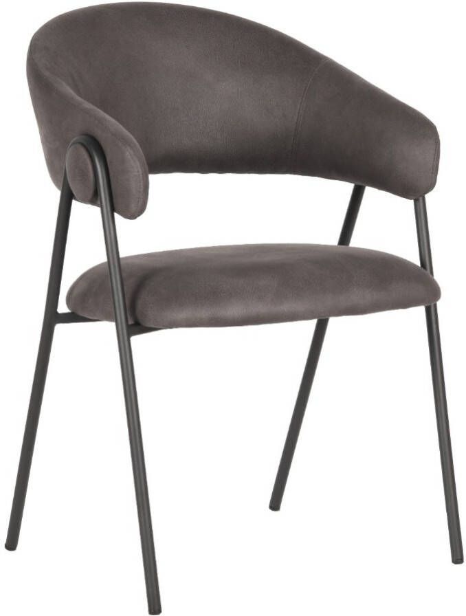 LABEL51 Eetkamerstoel Lowen 58x60x84 Cm Antraciet Microfiber