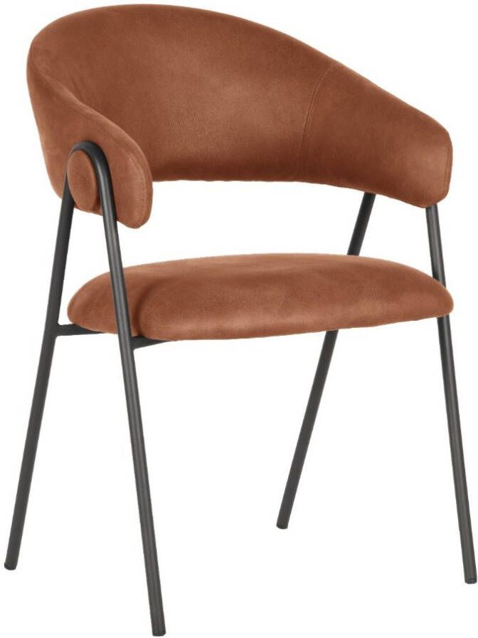 LABEL51 Eetkamerstoel Lowen Cognac Microfiber | 2.00 stuks
