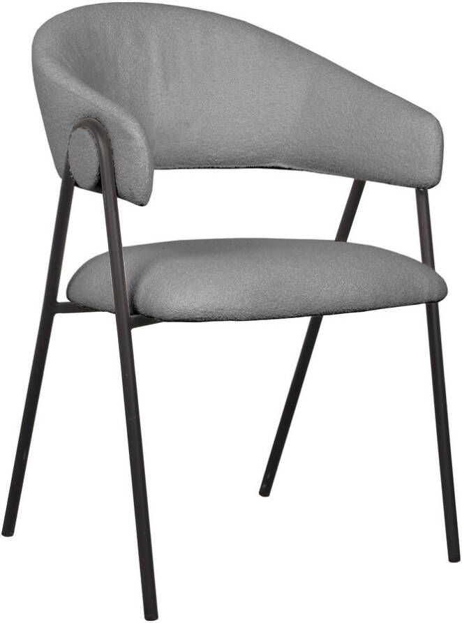 LABEL51 | Eetkamerstoel Lowen Grijs Boucle | Zitmeubels eetkamer | Eetkamerstoel