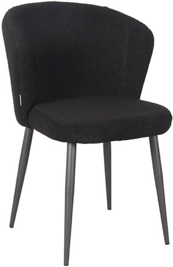 LABEL51 | Eetkamerstoel Whirl Zwart Teddy Black Frame | Zitmeubels eetkamer | Eetkamerstoel