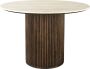 Dutchbone Ronde Eettafel Arda Walnoot en travertin 115cm Bruin - Thumbnail 1