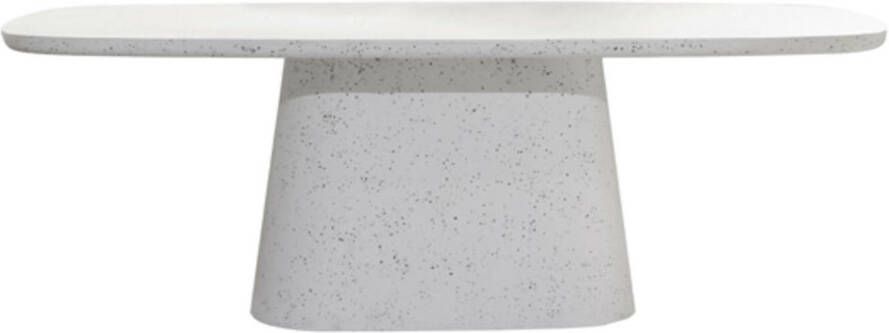 Light & Living Deens Ovale Eettafel Hamura Terrazzo 220 x 105cm Wit Ovaal