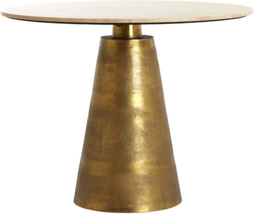 Light & Living Ronde Eettafel Ynez Travertin 120cm Goud