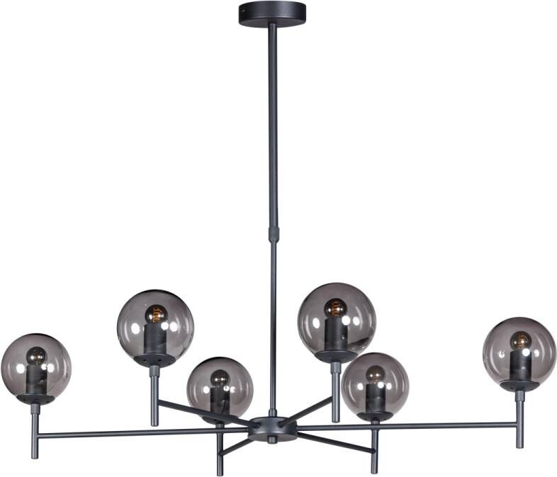 ETH Hanglamp Davina 6-lichts Zwart Smoke glas