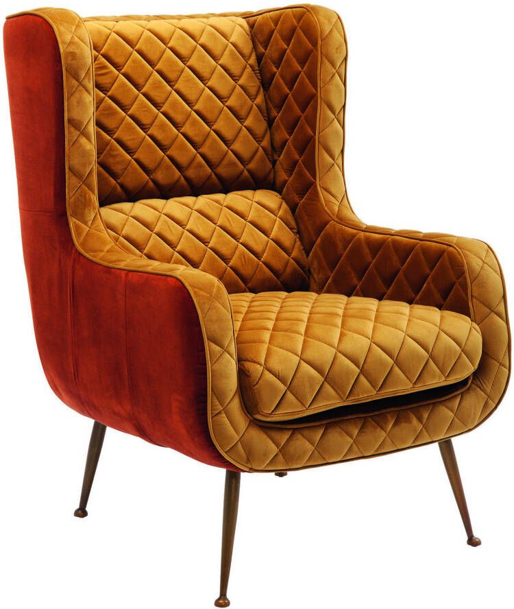 Kare Design Nonna Fauteuil Okergeel|Roestbruin Fluweel