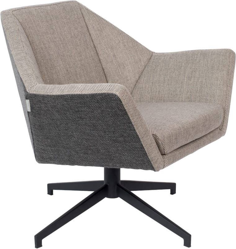 Zuiver Uncle Jesse Lounge Fauteuil Gemêleerde Stof Zwart Metalen Kruispoot - Foto 4