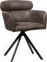 Woood Fenne Draaibare Eetkamerstoelen -Leerlook- Zwart|Grijs-Set van 2 - Thumbnail 2