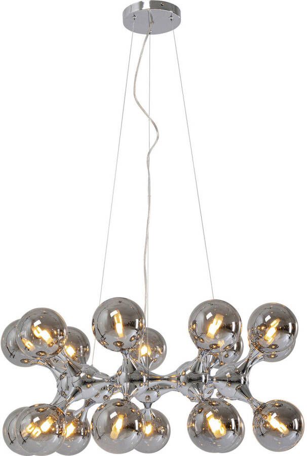 Kare Design Atomic Balls Hanglamp Chroom|Zilver Glas
