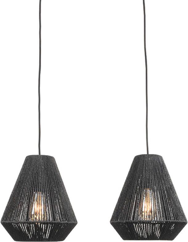 LABEL51 Hanglamp 'Ibiza Diamond' Jute 2-lamps kleur Zwart