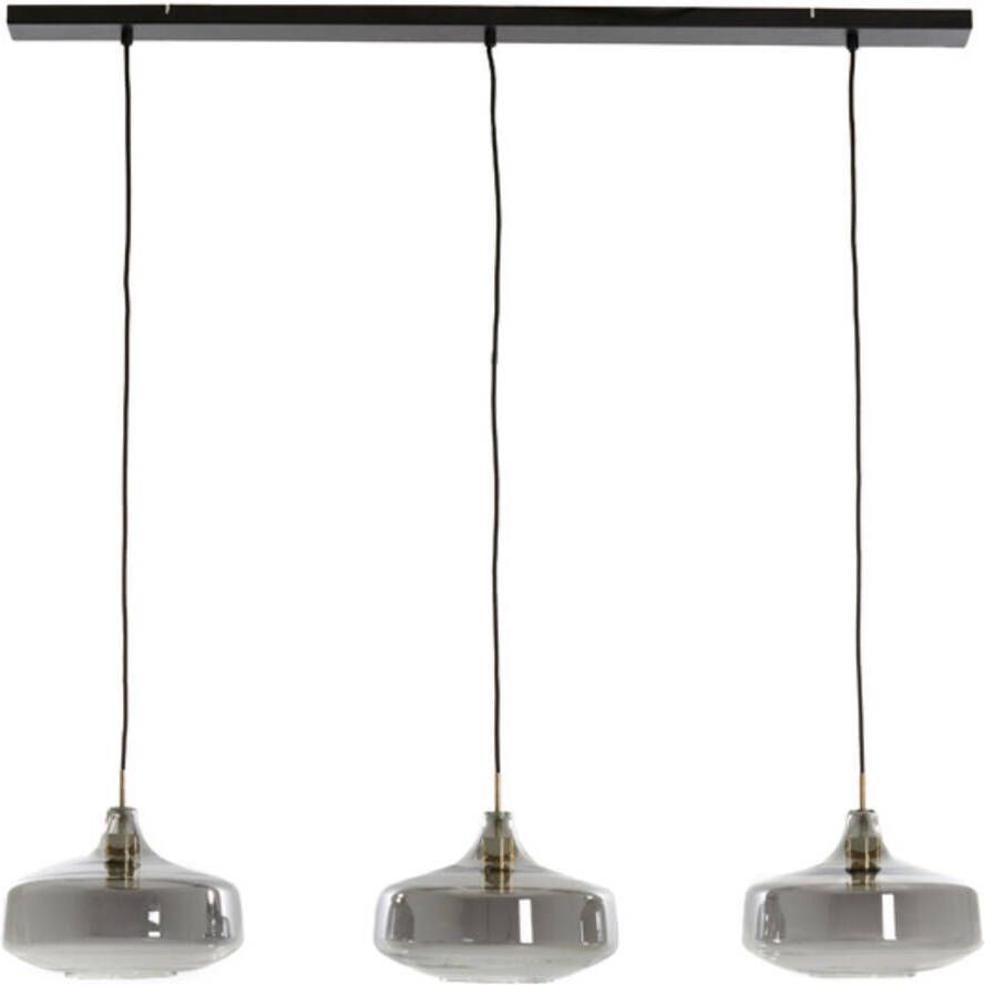 Light & Living Light&living Hanglamp 3L 120x30x21 cm SOLNA antiek brons+smoke glas