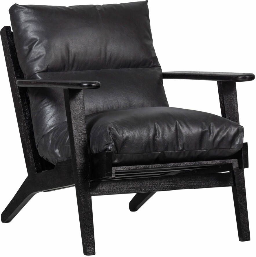 Houston Fauteuil Echt Leer Zwart